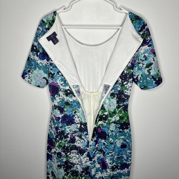 NYDJ Skyler Abstract Floral Size 12 Ruched Sheath Dress Not Your Daughters Jeans - Picture 7 of 10